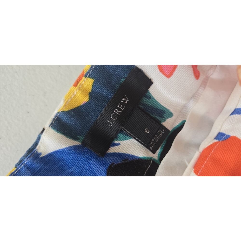 J Crew Sz 6 Morning Floral Pintucked Midi Skirt Abstract Colorful A Line Pencil - Picture 9 of 9